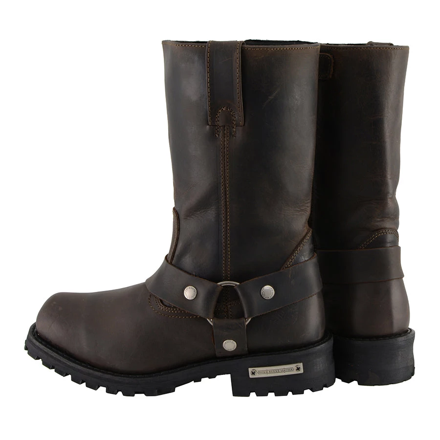 Milwaukee Leather MBM9062 Men's Classic 11 Inch Dark Brown Harness Square Toe Boots