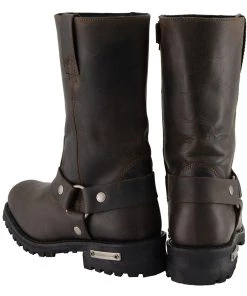 Milwaukee Leather MBM9062 Men's Classic 11 Inch Dark Brown Harness Square Toe Boots