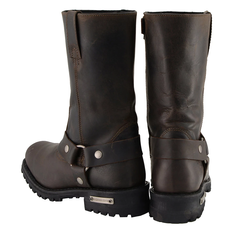 Milwaukee Leather MBM9062 Men's Classic 11 Inch Dark Brown Harness Square Toe Boots
