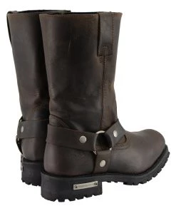 Milwaukee Leather MBM9062 Men's Classic 11 Inch Dark Brown Harness Square Toe Boots
