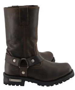 Milwaukee Leather MBM9062 Men's Classic 11 Inch Dark Brown Harness Square Toe Boots