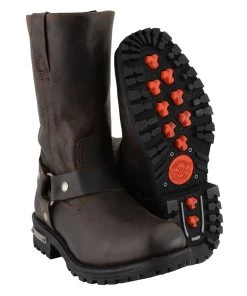 Milwaukee Leather MBM9062 Men's Classic 11 Inch Dark Brown Harness Square Toe Boots