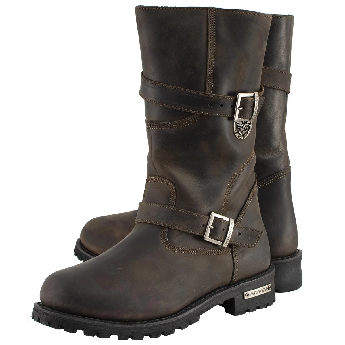 Milwaukee Leather MBM9063 Men's Classic ‘Distressed Brown’ Engineer Boots Riding Gear
