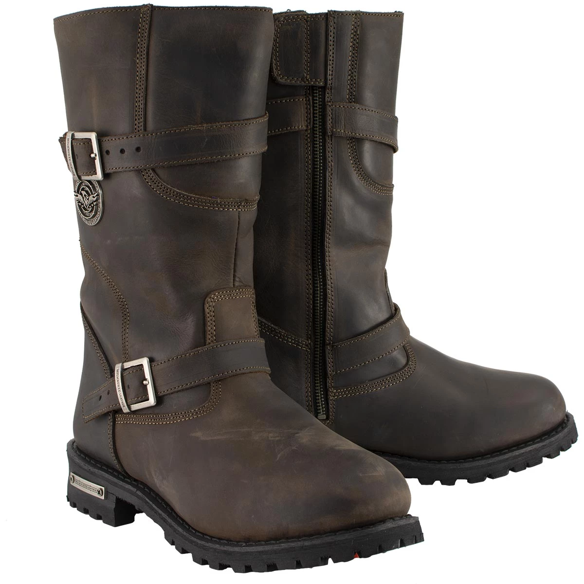 Milwaukee Leather MBM9063 Men's Classic ‘Distressed Brown’ Engineer Boots Riding Gear