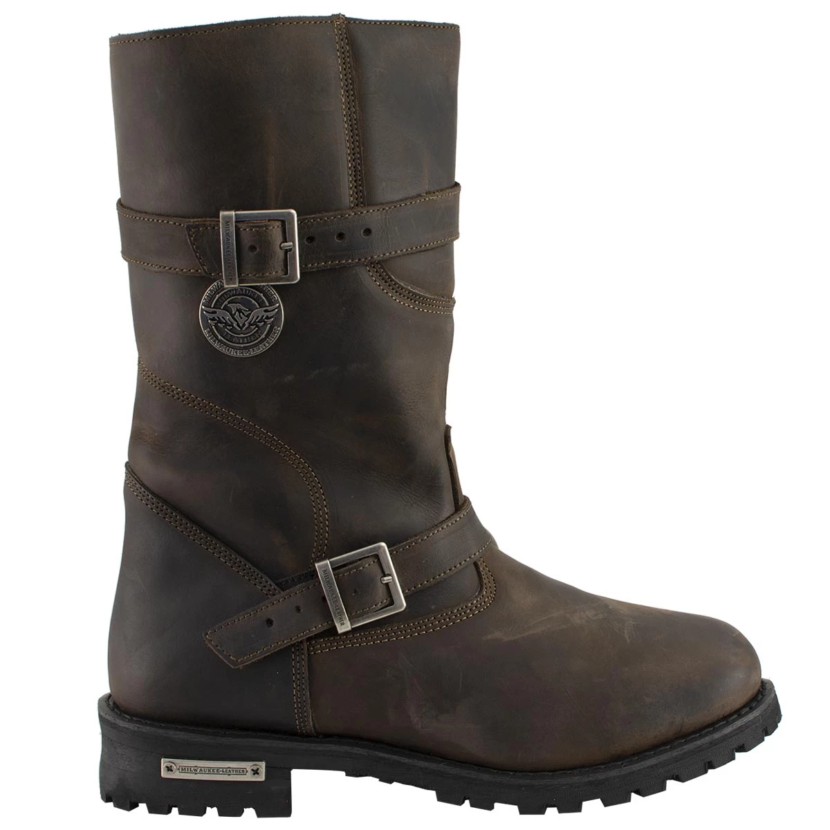 Milwaukee Leather MBM9063 Men's Classic ‘Distressed Brown’ Engineer Boots Riding Gear