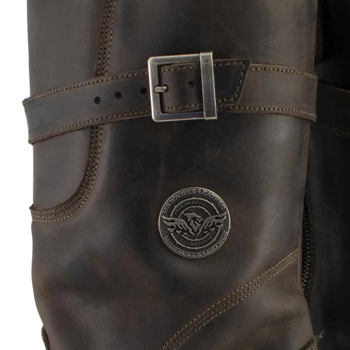 Milwaukee Leather MBM9063 Men's Classic ‘Distressed Brown’ Engineer Boots Riding Gear