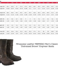 Milwaukee Leather MBM9063 Men's Classic ‘Distressed Brown’ Engineer Boots Riding Gear