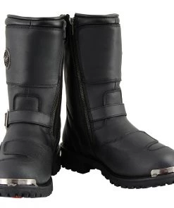 Milwaukee Leather MBM9070 Men's Wide-Width Black Engineer Boots With Reflective Piping And Gear Shift Protection