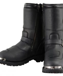 Milwaukee Leather MBM9070 Men's Wide-Width Black Engineer Boots With Reflective Piping And Gear Shift Protection