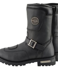 Milwaukee Leather MBM9070 Men's Wide-Width Black Engineer Boots With Reflective Piping And Gear Shift Protection