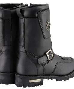 Milwaukee Leather MBM9070 Men's Wide-Width Black Engineer Boots With Reflective Piping And Gear Shift Protection