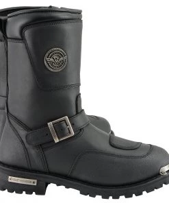 Riding Gear Milwaukee Leather MBM9070 Men's Black Engineer Boots With Reflective Piping And Gear Shift Protection