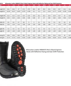 Riding Gear Milwaukee Leather MBM9070 Men's Black Engineer Boots With Reflective Piping And Gear Shift Protection