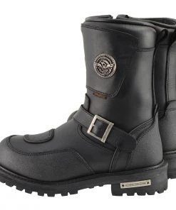 Milwaukee Leather MBM9071WP Men's Wide Width Black 9in Waterproof Engineer Leather Boots With Reflective Piping