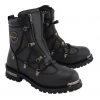 Milwaukee Leather MBM9075 Men's Black 6-inch Plain Toe Dual Zipper Lock Leather Boots Riding Gear