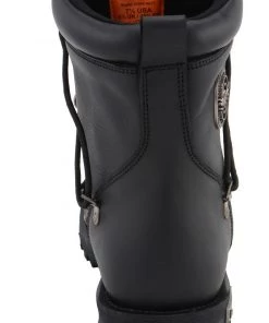 Milwaukee Leather MBM9075 Men's Black 6-inch Plain Toe Dual Zipper Lock Leather Boots Riding Gear