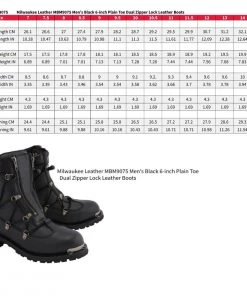Milwaukee Leather MBM9075 Men's Black 6-inch Plain Toe Dual Zipper Lock Leather Boots Riding Gear