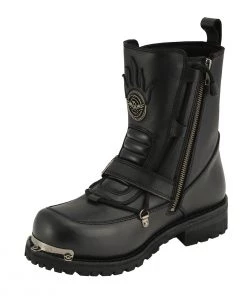 Riding Gear Milwaukee Leather MBM9076 Men’s Black Tactical Logger Boots With Buckle Enhancement