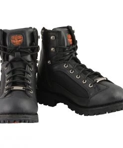 Milwaukee Leather MBM9080 Men's Black 6-Inch Lace To Toe Boots With Gear Shift Protection