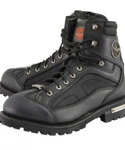 Riding Gear Milwaukee Leather MBM9080 Men's Wide-Width Black 6-Inch Lace To Toe Boots With Gear Shift Protection