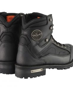 Riding Gear Milwaukee Leather MBM9080 Men's Wide-Width Black 6-Inch Lace To Toe Boots With Gear Shift Protection