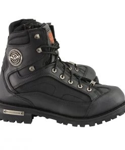 Riding Gear Milwaukee Leather MBM9080 Men's Wide-Width Black 6-Inch Lace To Toe Boots With Gear Shift Protection