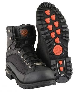 Milwaukee Leather MBM9080 Men's Black 6-Inch Lace To Toe Boots With Gear Shift Protection