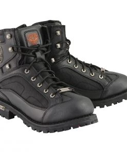 Milwaukee Leather MBM9080 Men's Black 6-Inch Lace To Toe Boots With Gear Shift Protection