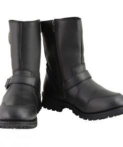 Riding Gear Milwaukee Leather MBM9090W Men's Black 'Wide Width' Classic Engineer Boots With Abrasion Guard