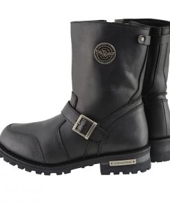 Riding Gear Milwaukee Leather MBM9090W Men's Black'Wide Width' Classic Engineer Boots With Abrasion Guard