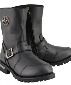 Riding Gear Milwaukee Leather MBM9090W Men's Black 'Wide Width' Classic Engineer Boots With Abrasion Guard