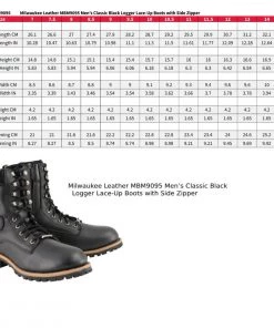 Riding Gear Milwaukee Leather MBM9095 Men’s Classic Black Logger Lace-Up Boots With Side Zipper