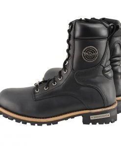Riding Gear Milwaukee Leather MBM9095 Men’s Classic Black Logger Lace-Up Boots With Side Zipper