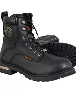 Riding Gear Milwaukee Leather MBM9096WP Men's 6 Inch Lace-Up Wide Width Black Logger Waterproof Leather Boots