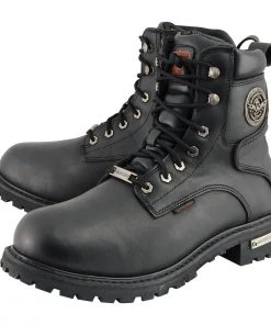 Riding Gear Milwaukee Leather MBM9096WP Men's 6 Inch Lace-Up Wide Width Black Logger Waterproof Leather Boots