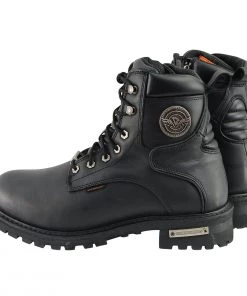 Riding Gear Milwaukee Leather MBM9096WP Men's 6 Inch Lace-Up Wide Width Black Logger Waterproof Leather Boots