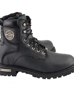 Riding Gear Milwaukee Leather MBM9096WP Men's 6 Inch Lace-Up Wide Width Black Logger Waterproof Leather Boots