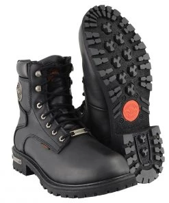 Riding Gear Milwaukee Leather MBM9096WP Men's 6 Inch Lace-Up Wide Width Black Logger Waterproof Leather Boots