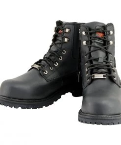 Riding Gear Milwaukee Leather MBM9097WPST Men's Black'Wide-Width' 6-inch Logger Steel Toe Water Proof Leather Boots