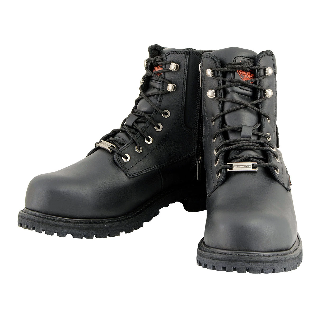 Riding Gear Milwaukee Leather MBM9097WPST Men's Black 'Wide-Width' 6-inch Logger Steel Toe Water Proof Leather Boots