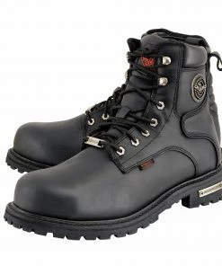 Riding Gear Milwaukee Leather MBM9097WPST Men's Black'Wide-Width' 6-inch Logger Steel Toe Water Proof Leather Boots