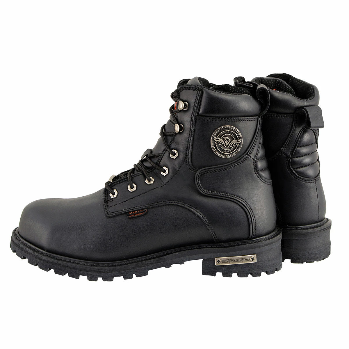 Riding Gear Milwaukee Leather MBM9097WPST Men's Black 'Wide-Width' 6-inch Logger Steel Toe Water Proof Leather Boots