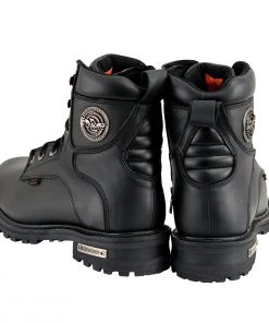 Riding Gear Milwaukee Leather MBM9097WPST Men's Black'Wide-Width' 6-inch Logger Steel Toe Water Proof Leather Boots