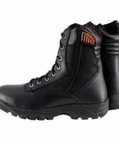 Milwaukee Performance Milwaukee Leather MBM9110 Men's 9in Black Leather Lace-Up Tactical Boots With Side Zippers Riding Gear