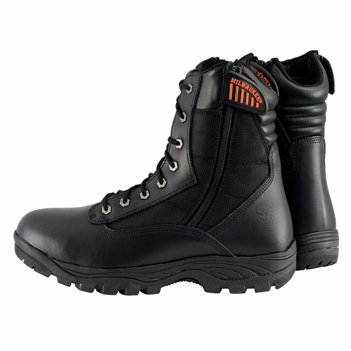 Milwaukee Performance Milwaukee Leather MBM9110 Men's 9in Black Leather Lace-Up Tactical Boots With Side Zippers Riding Gear