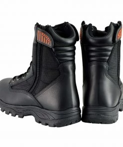 Milwaukee Performance Milwaukee Leather MBM9110 Men's 9in Black Leather Lace-Up Tactical Boots With Side Zippers Riding Gear
