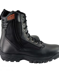 Milwaukee Performance Milwaukee Leather MBM9110 Men's 9in Black Leather Lace-Up Tactical Boots With Side Zippers Riding Gear