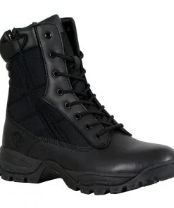 Milwaukee Performance Milwaukee Leather MBM9110 Men's 9in Black Leather Lace-Up Tactical Boots With Side Zippers Riding Gear