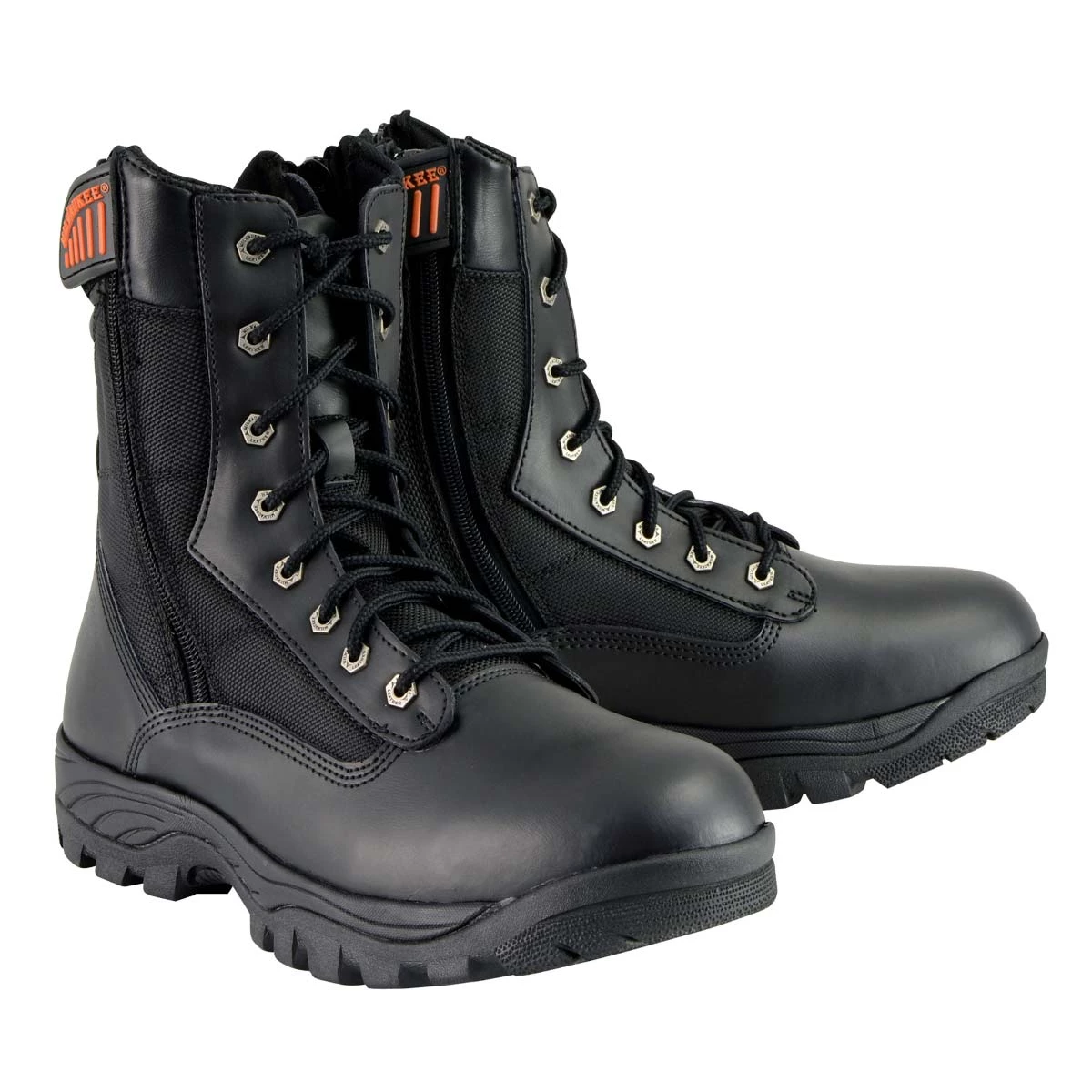 Milwaukee Performance Milwaukee Leather MBM9110 Men's 9in Black Leather Lace-Up Tactical Boots With Side Zippers Riding Gear