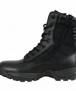 Milwaukee Performance Milwaukee Leather MBM9110 Men's 9in Black Leather Lace-Up Tactical Boots With Side Zippers Riding Gear